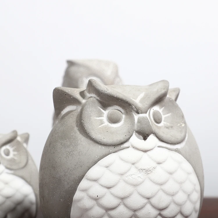 Недорогой ручной изогнутый подарок, украшения для дома, цементные садовые украшения в форме совы для отелей