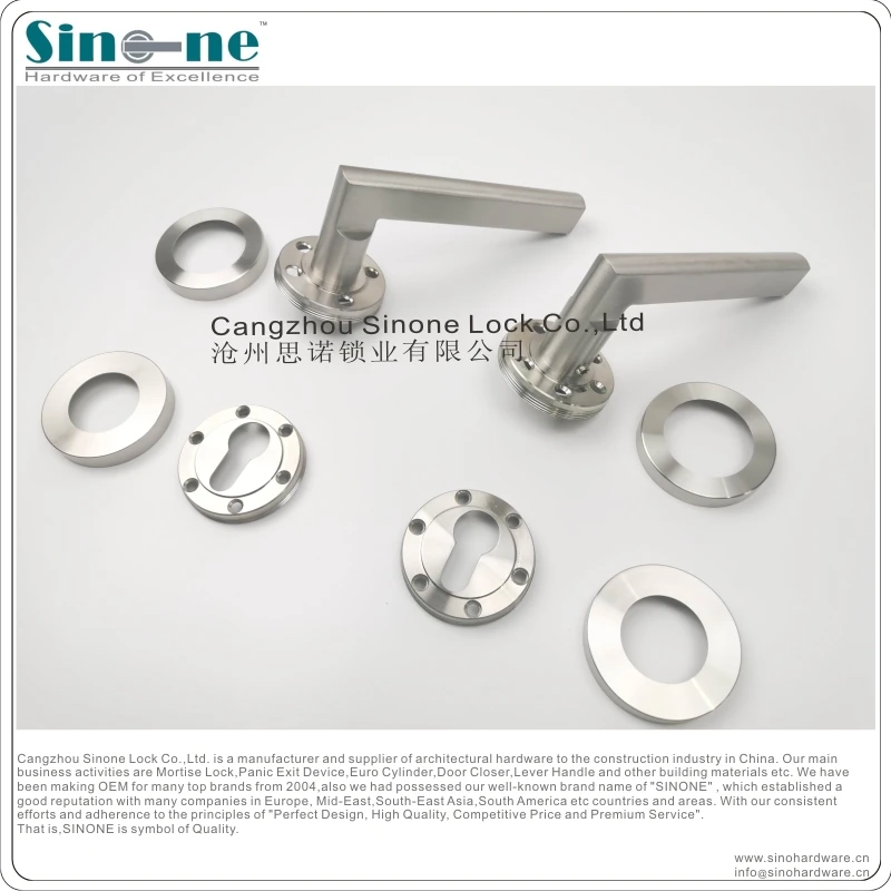 ALL SS304 Solid Casting Door Lever Handle on rose Special Luxury finish with heavy duty horizontal return spring EN1906