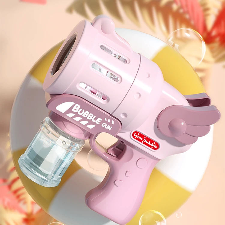 10 Hole Angel Wings Soap Bubble Water Toys Colorful Light Music Gun Bubble For Kids With Lights