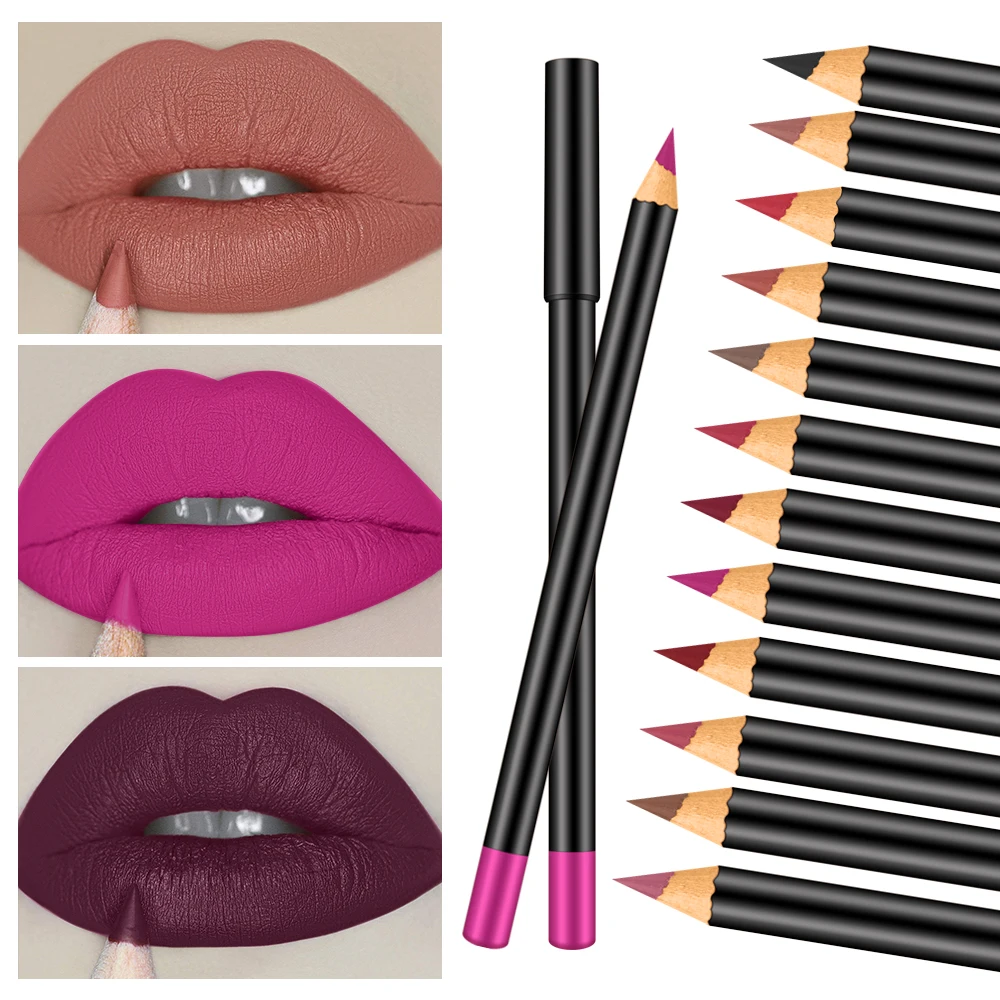  Оптовая торговля СТМ lipliners изготовленный на заказ 12 видов цветов Матовая подводка для губ Длительное Действие водостойкая
