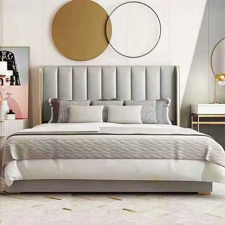 China OEM factory high quality stainless steel decorative frame luxury unique bed set king bed set bedroom furniture for bed