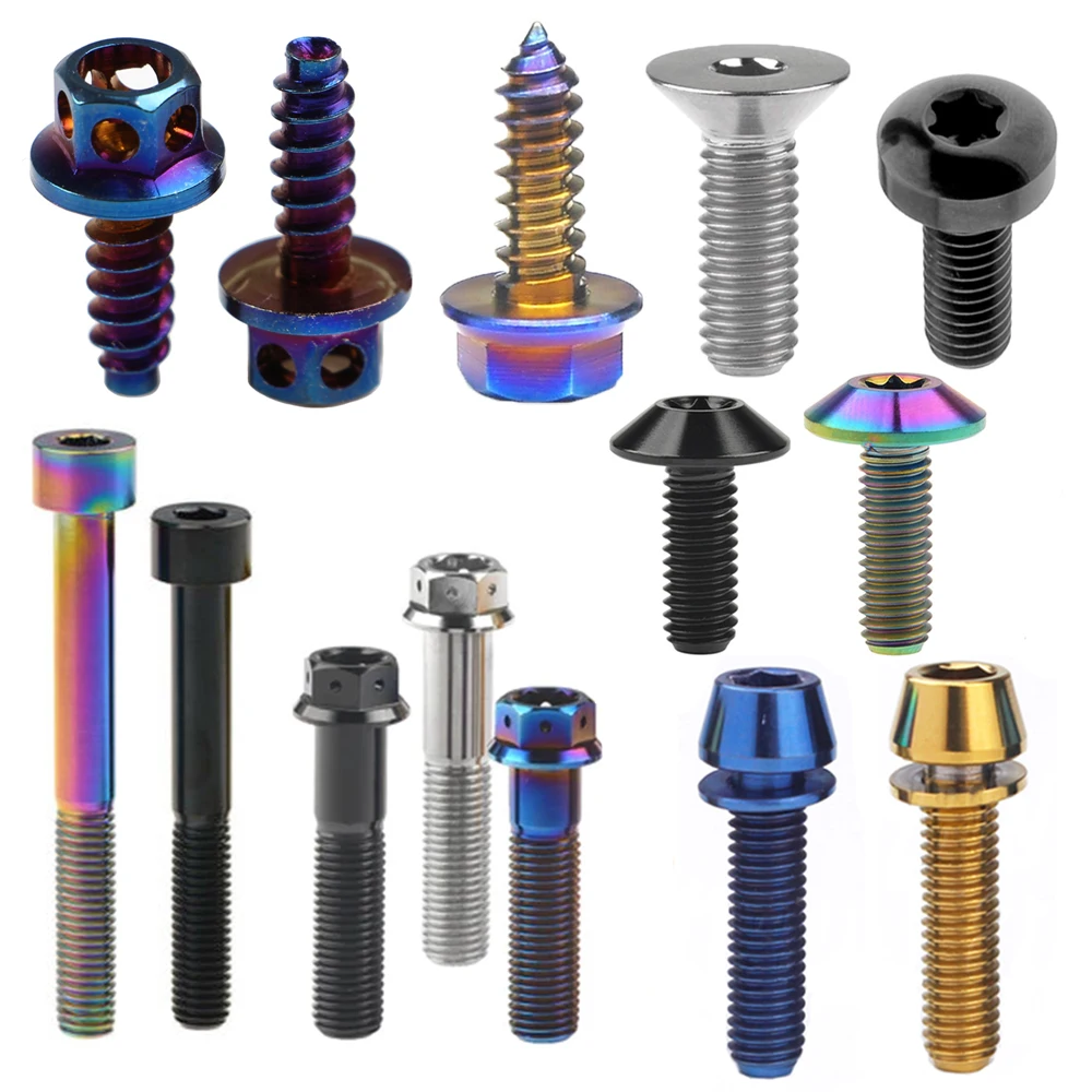 Custom M6 Color Titanium Rc Self Tapping Allen Torx Hex Screw Bolt M3 M5 M6 Flat Countersunk Motorcycle Titanium Screw