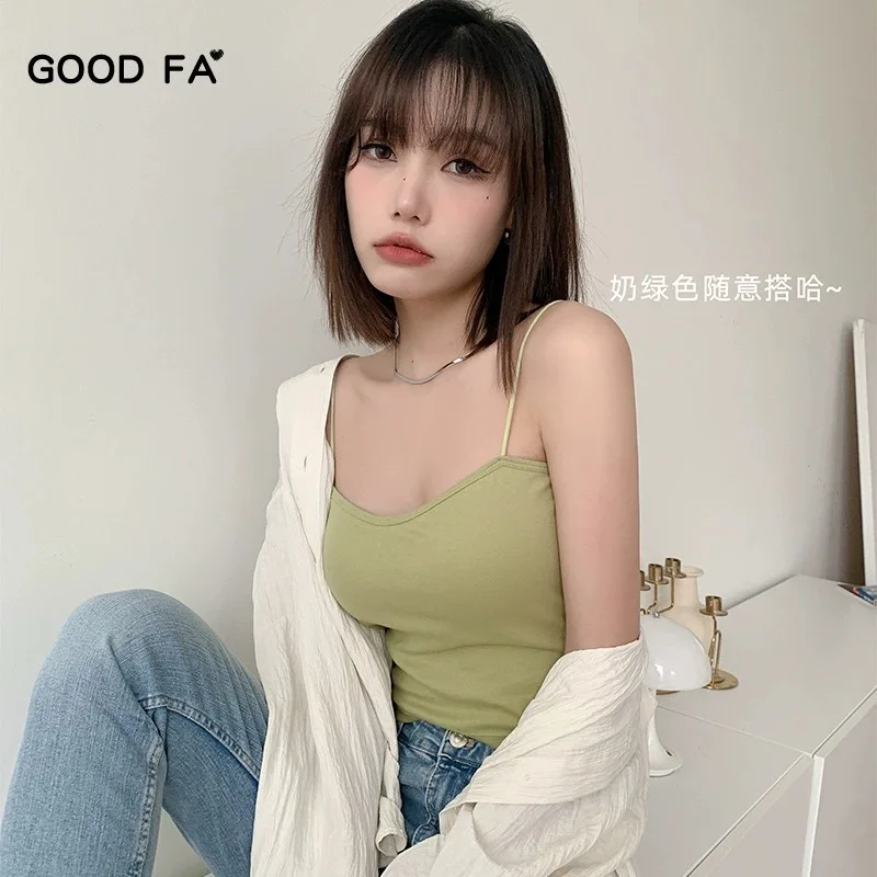 Women Simple Solid Color with thin straps beauty back sling sexy Fixed cup vest wrap chest seamless tube top bra for women