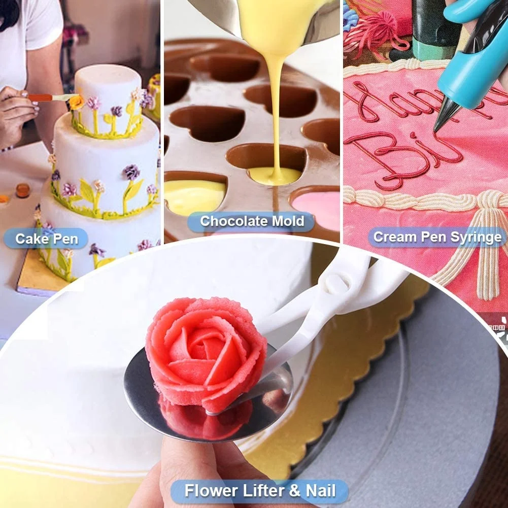 393 PCS Cake Decorating Kit 4 Packs Springform Cake Pans Cake Rotating Turntable 48 Piping Icing Tips