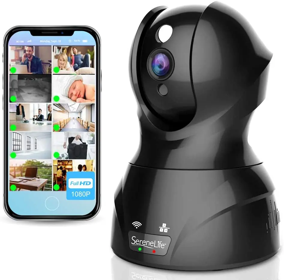 Serenelife Крытый беспроводная IP камера в формате Full HD с разрешением 1080p сети видеонаблюдения наблюдения за домом w/обнаружение движения, ночное видение,