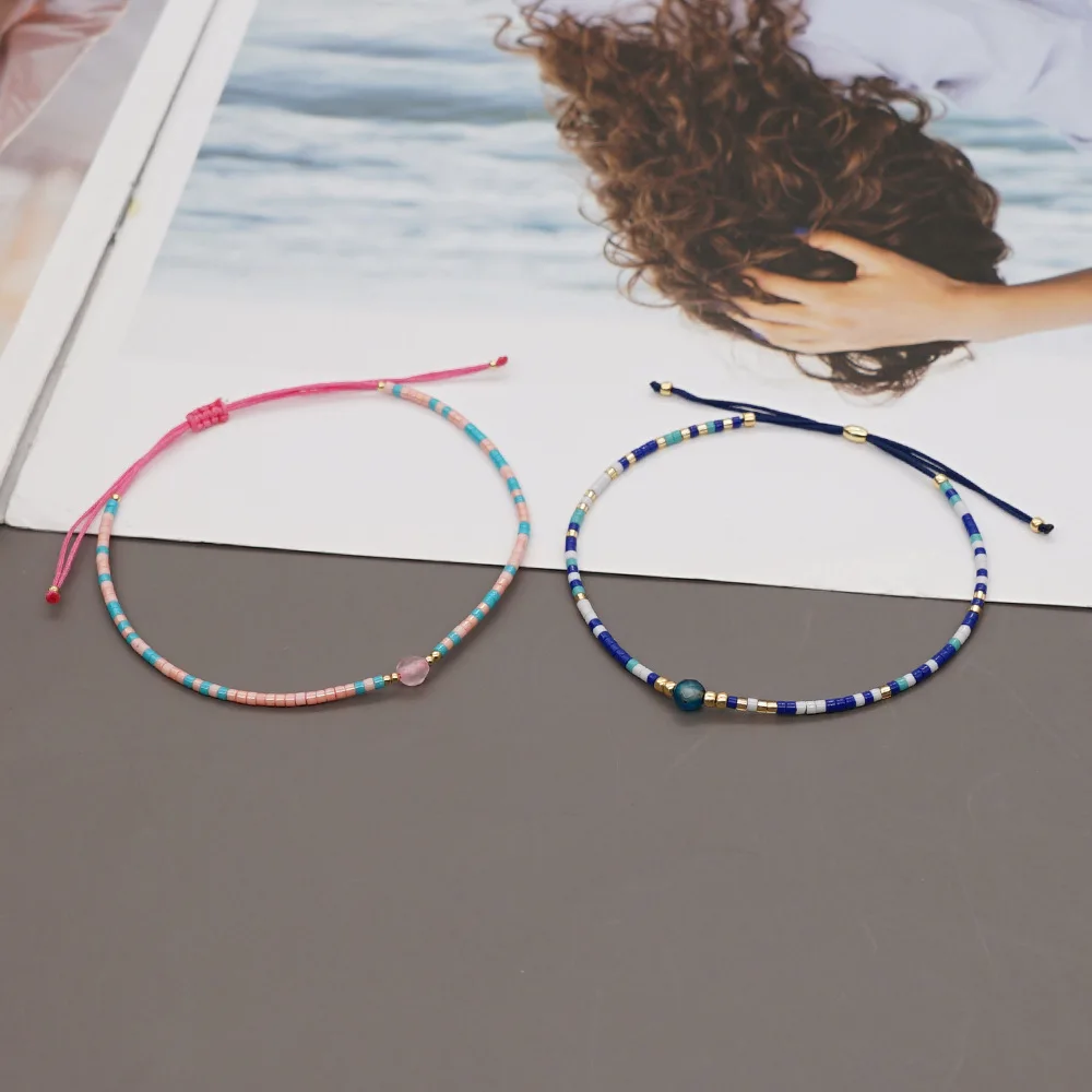 High Quality Handmade Adjustable Rope Bracelet Lucky Stone Miyuki Bracelet for Women Men