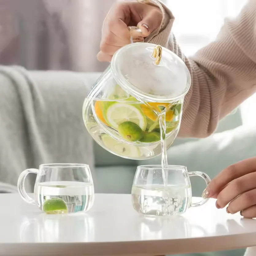 Glass filter teapot transparent flower teapot high temperature resistant teapot with infuser borosilicate glass