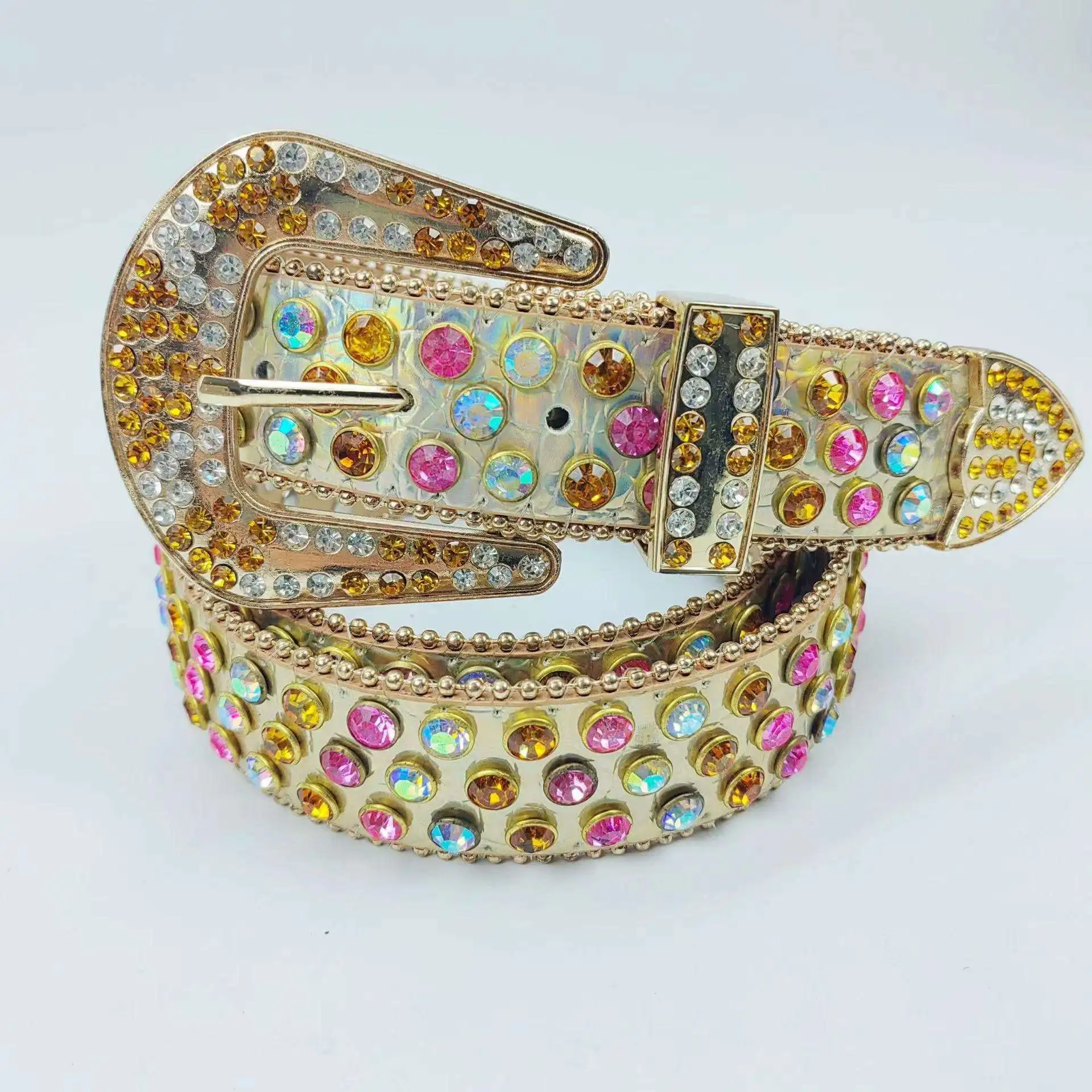 Luxury Western Rhinestone Belt Diamond Buckle High Quality Leather Fashion Crystal Jeans Belt For Women