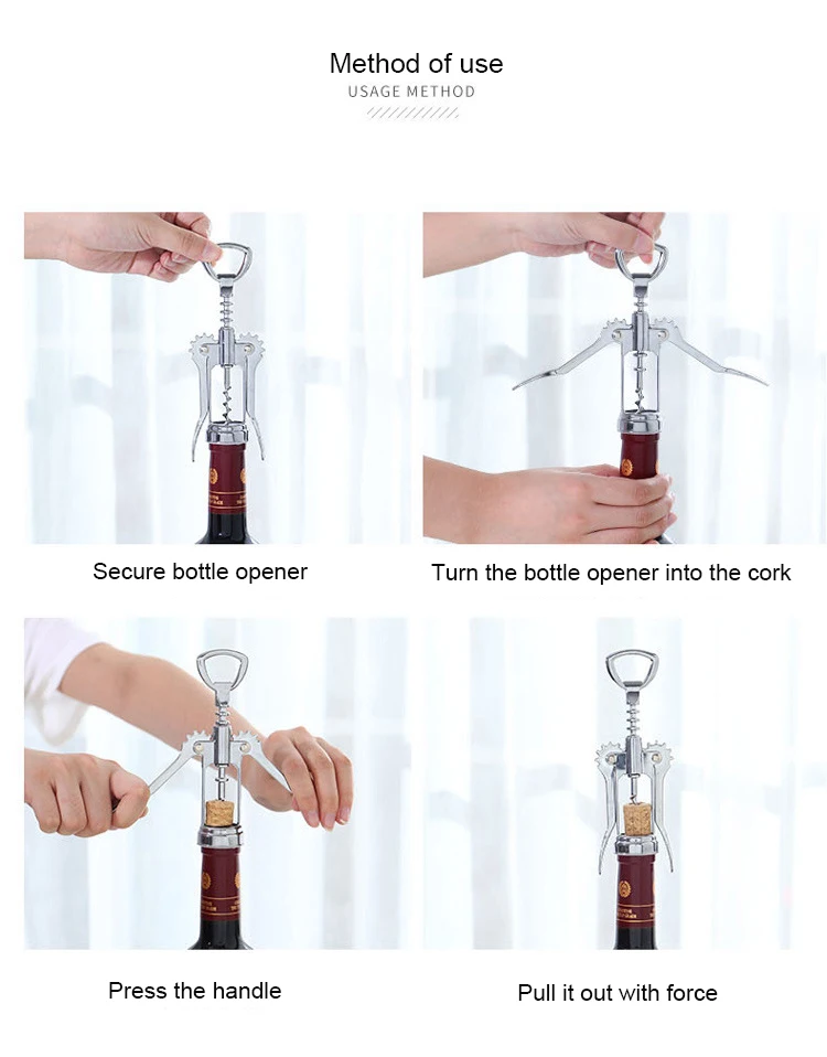 Wholesale Multifunction Zinc Alloy Corkscrew Small Size Beer Wine Bottle Opener