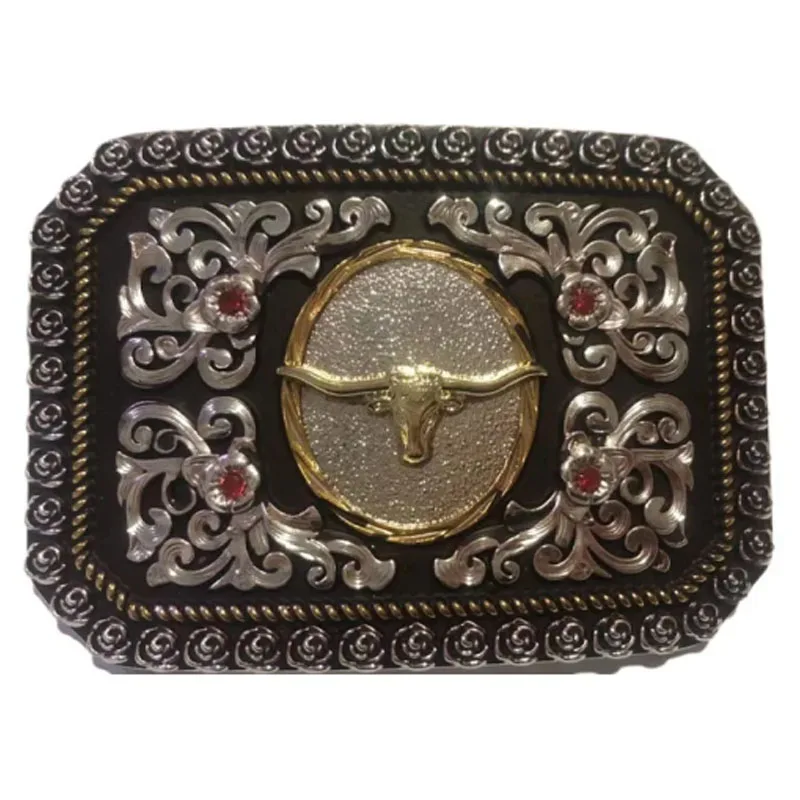 Custom logo 3D zinc alloy double plated gold metal western buckle cowboy horse belt buckle