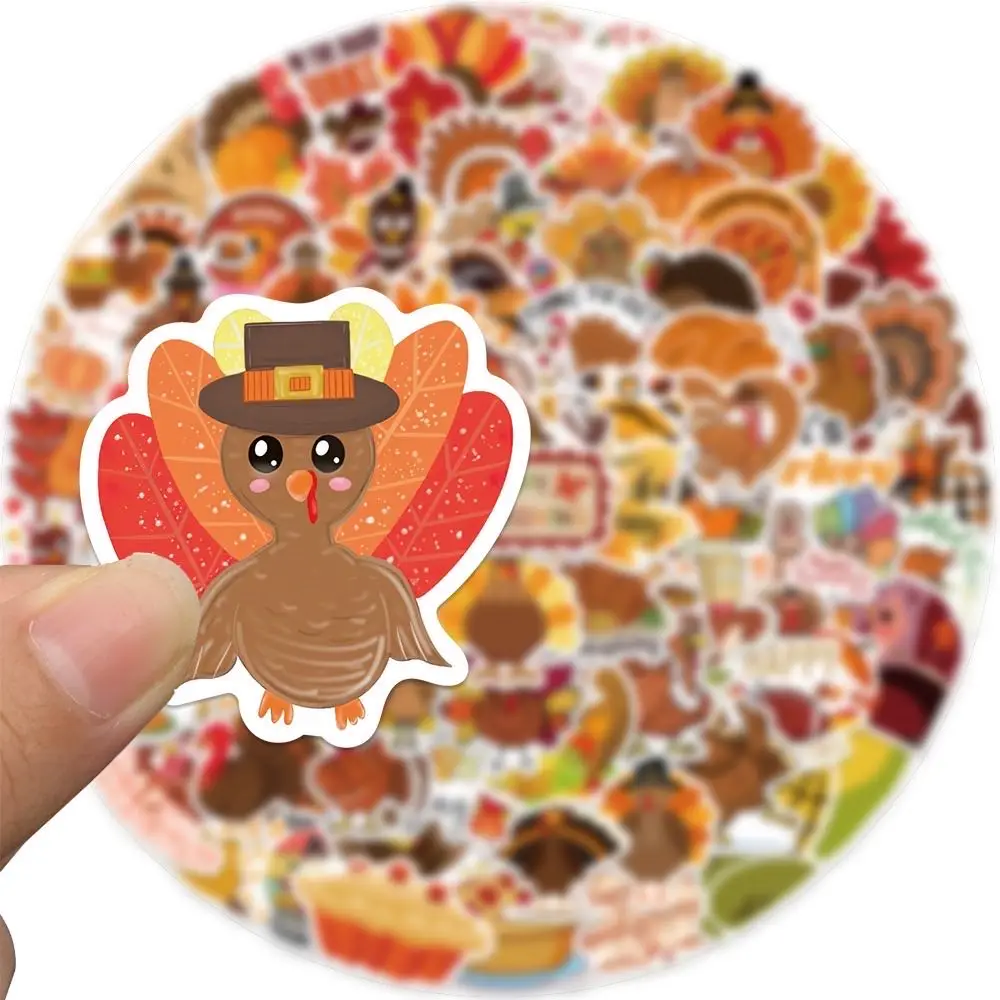 100PCS Thanksgiving Day Turkey Corn Squash Art Aesthetics Cute Funny Cartoon Decals Graffiti Vinyl Waterproof Stickers