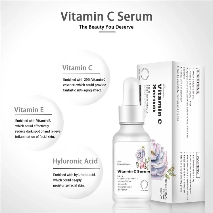 2020 Best Selling OEM/ODM Skin Care Vitamin C Serum Anti Aging Whitening Organic 20% Vitamin C Serum