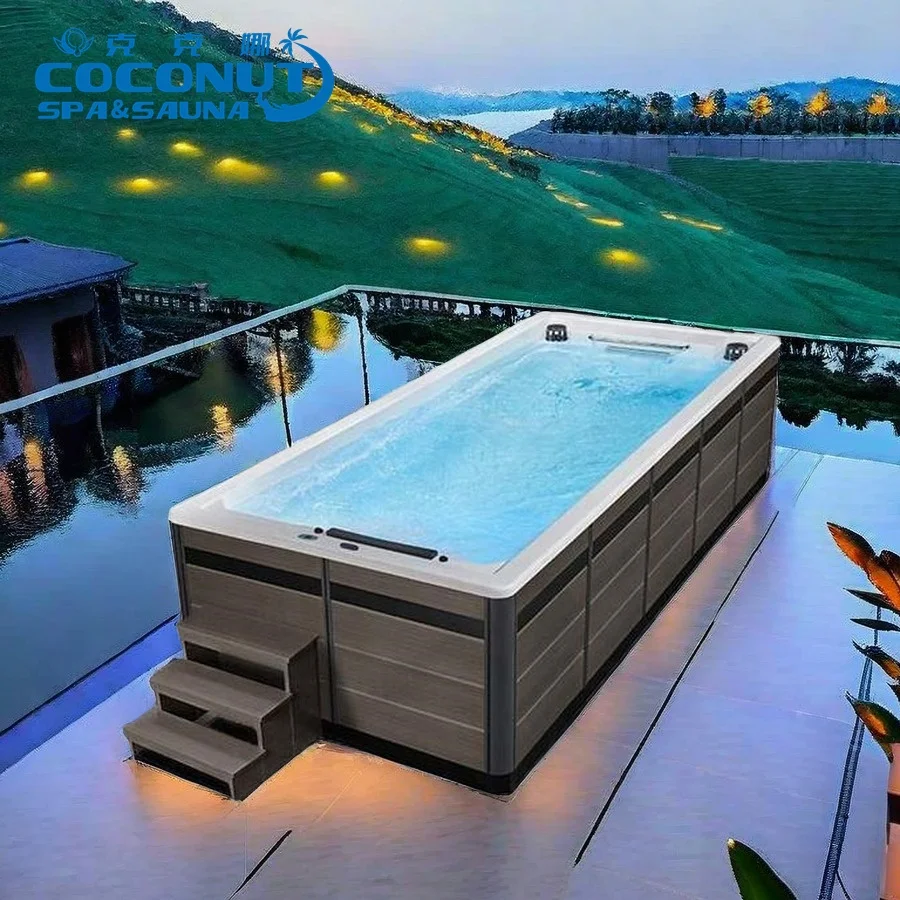 216 Inch Outdoor Hydro Fiberglass Spa Bathtub  Massage Swimming Pool For Enhanced Relaxation