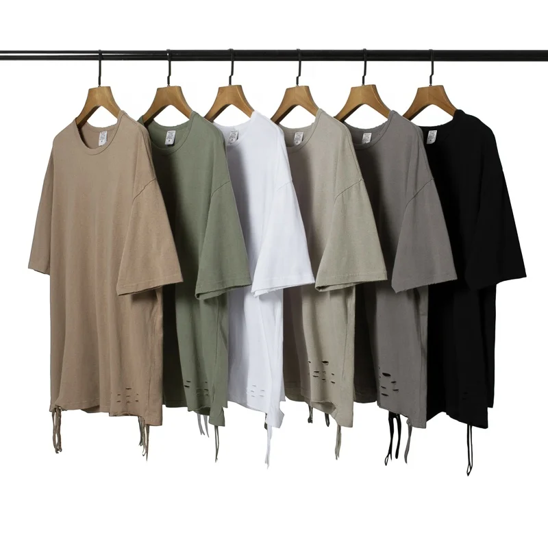 High Quality Custom 100% Cotton 190 GSM Solid High Street Drop Shoulder Unisex t shirt For Men Shirts