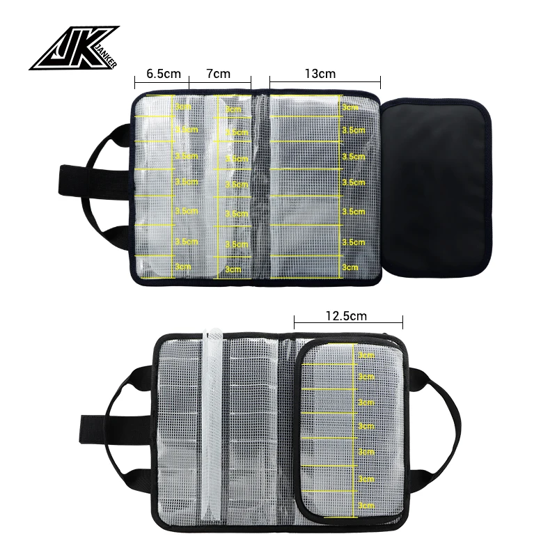 Custom JANKER Large Fishing Lure Bag PVC With Grid Squid Slow Pitch Fishing Bait Bag Jig Fishing Tackle Bag