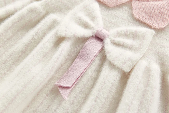 knit long sleeve baby girl  ruffled collar princess skirt