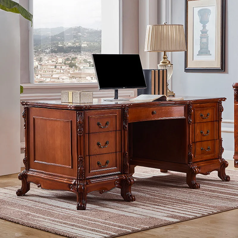 Factory supplies luxury boss office desk hotel hall furniture European style Antique president home office furniture