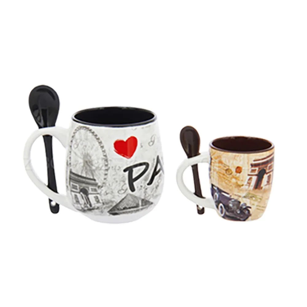 Souvenir  Ceramic Coffee mug Creative spoon mug  Barcelona city printing mug