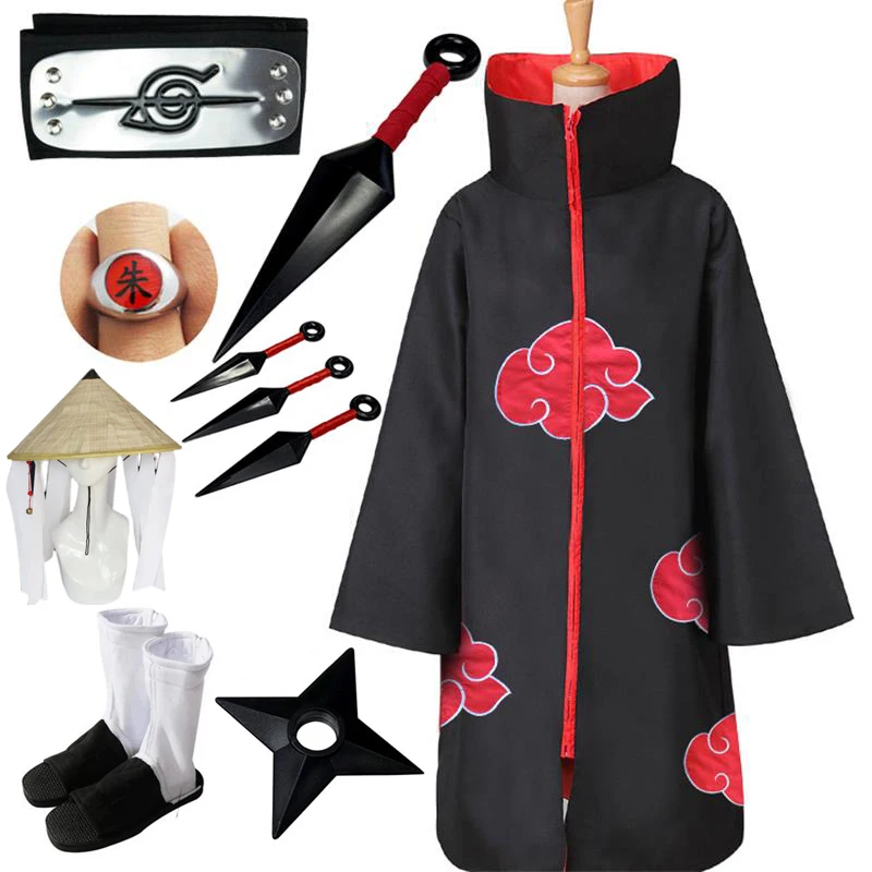 Anime Akatsuki Cloak Itachi Uchiha Red Cloud Cannon Trench Coat Cape Suit Cosplay Eagle Organization Suit Costume