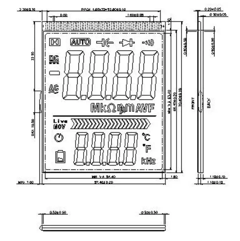 Customized Positive Transflective Htn Segment LCD for Multimeter Display