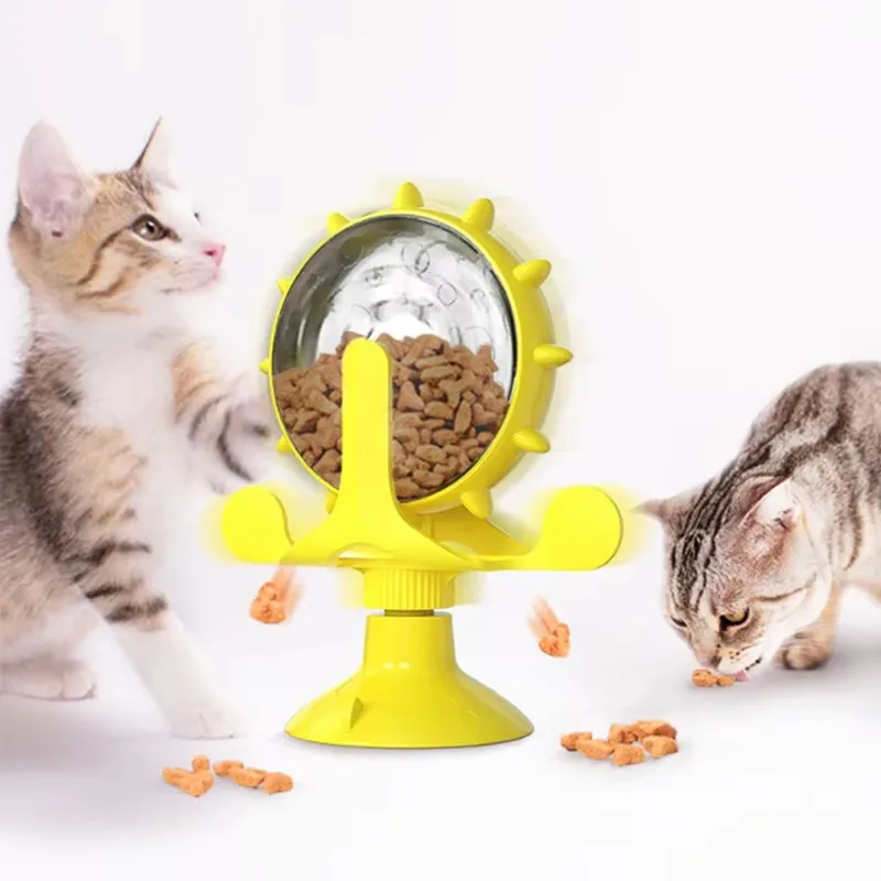 latest design dog cat pet IQ training suction cup spin rotary table turntable windmill slow feeder automatic leaking food toy