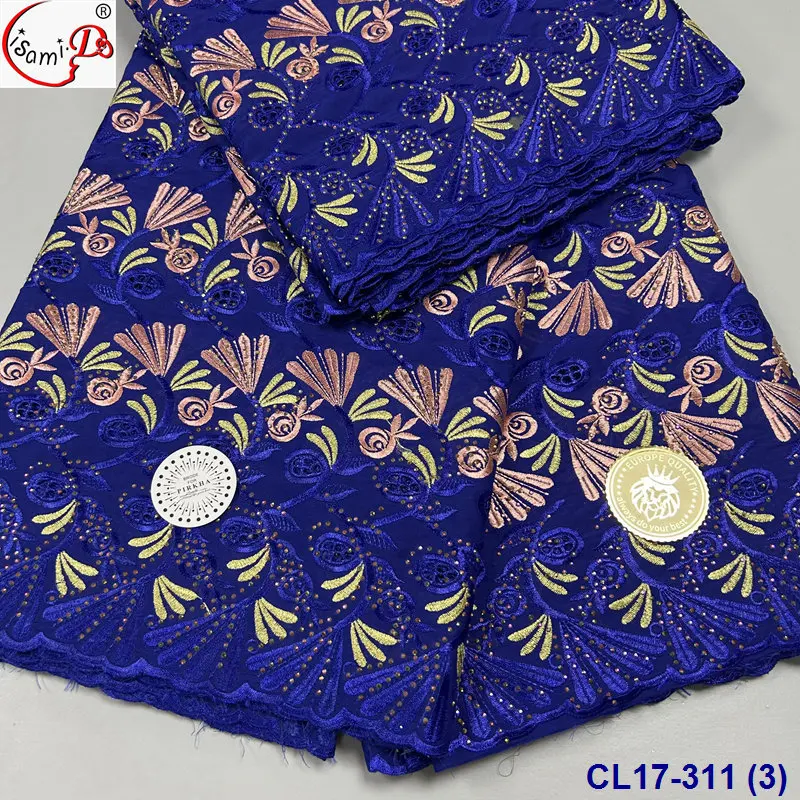 Lisami new rts luxury 5 yard voile swiss cotton dry  big flower embroidery bridal fashion lace dress fabric