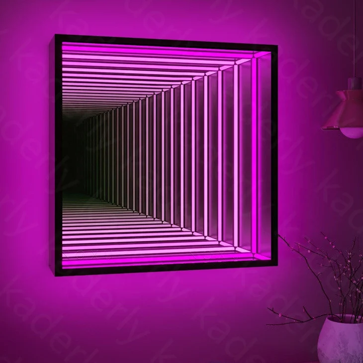 customization Geometric design home decoration RGB color changing 3D magic mirror Infinite magic mirror LED wall lamp