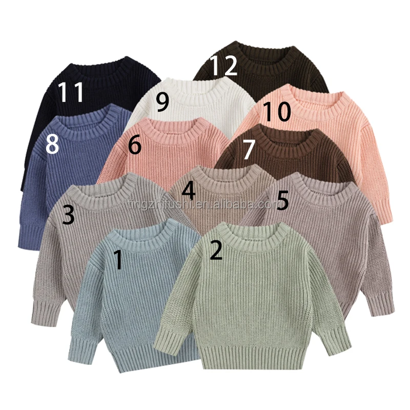 2024 Cute Girl Boy Baby Jumper Toddler High Quality Knit Sweater Chunky Knitted Oversize Sweater For Children