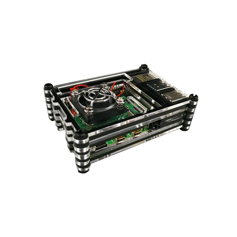 Acrylic Case 9 Layer Box Transparent Enclosure Cover Multi Colorful Supporting Fans For Raspberry Pi 4B