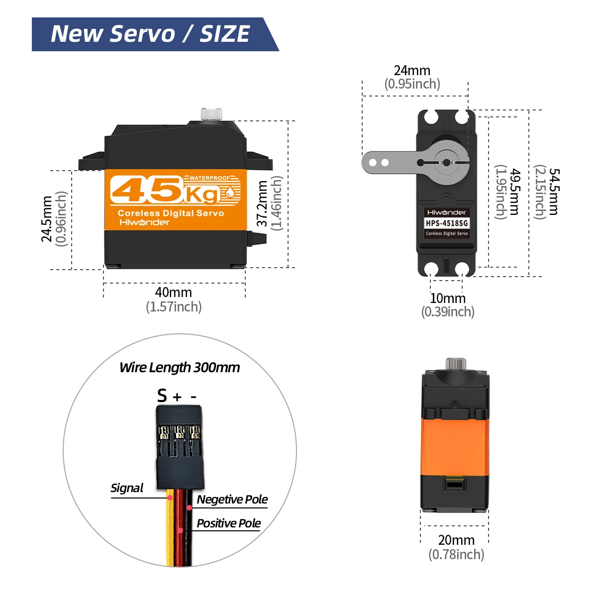 HPS-4518SG высокоскоростной Бессердечный 45 кг высококрутящий момент из Нержавеющей Стали Шестерня водонепроницаемый PWM серводвигатель с регулируемым углом 180 °