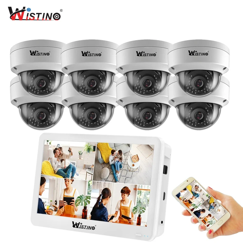 Wistino 4k 8ch Security Camera System 8MP Poe Camera Motion Detection Audio Night Vision Vandalproof Camera LCD CCTV System Kit