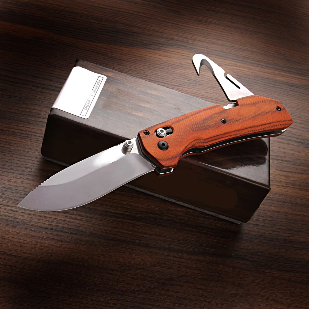 7.9 Inches Factory Wholesale BM15060-2 Pocket Knife CNC Wood Handle Camping Knives Outdoor Tactical Folding EDC Tool