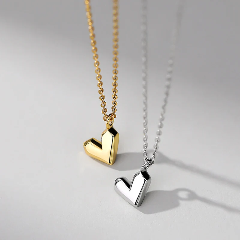 2024 Trendy 925 Sterling Silver Fashion necklace Jewelry 18K Gold Plated Heart Shape Pendant Necklace for Girl