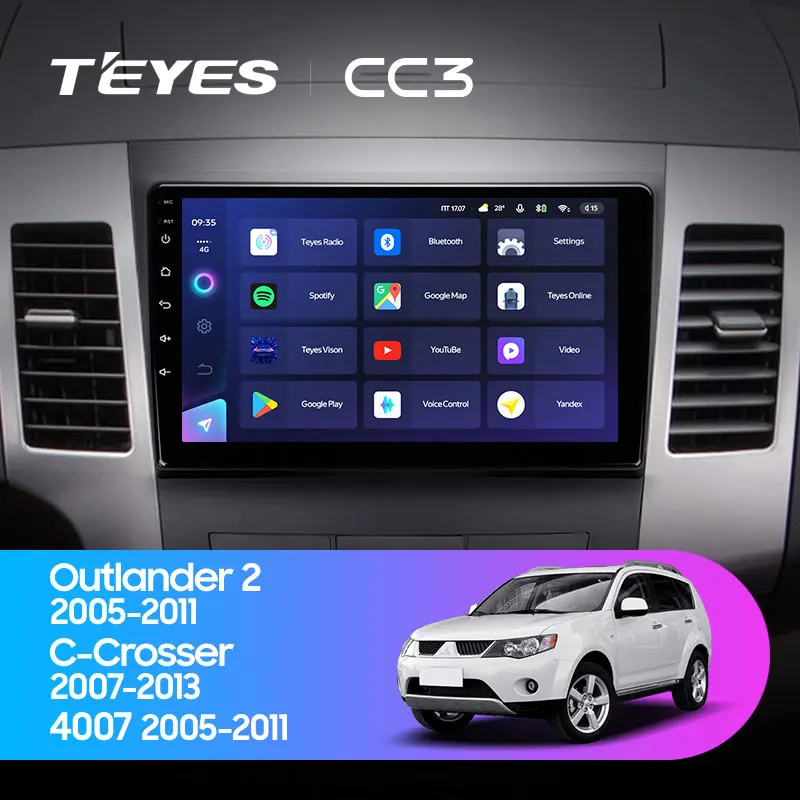 Автомагнитола TEYES CC3 для Mitsubishi Outlander 2 CW0W 2005-2011 мультимедийный видеоплеер навигация стерео din