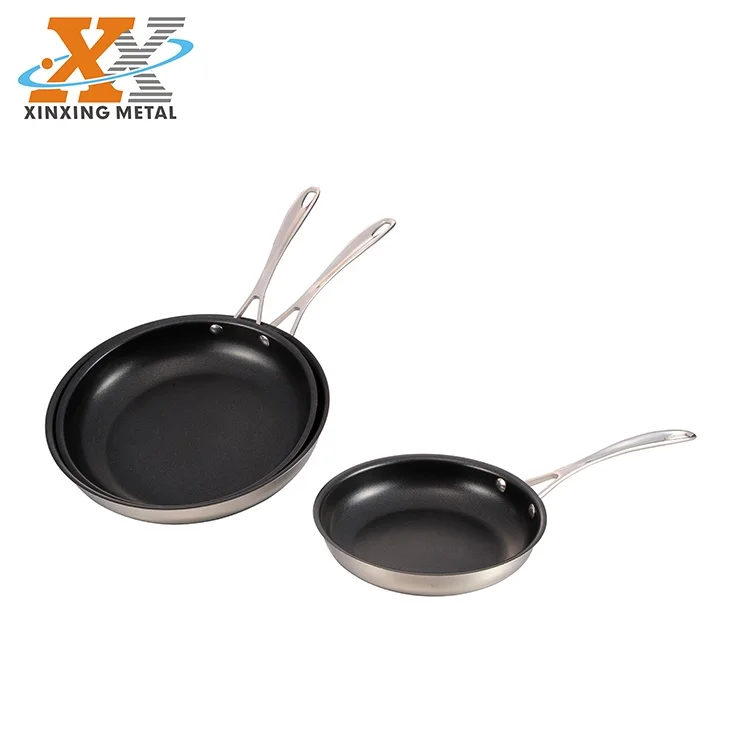Factory Supply 3Pcs Casserole Non Stick Stainless Steel Kitchenware Fry Pan