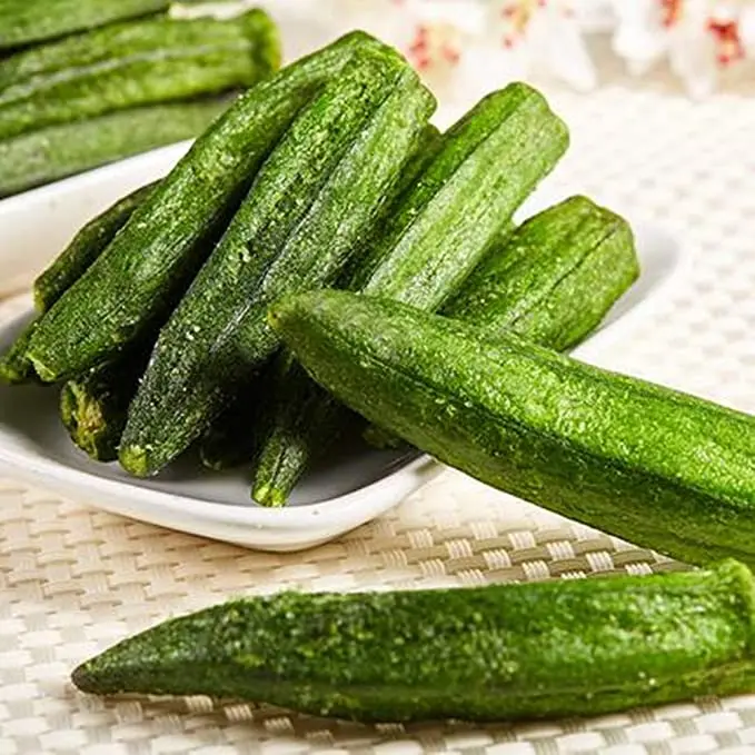 Factory Direct Sale Crispy Instant Freeze Dried Okra Snacks OEM/ODM Dry Okra With Seeds Vegetable for Soup