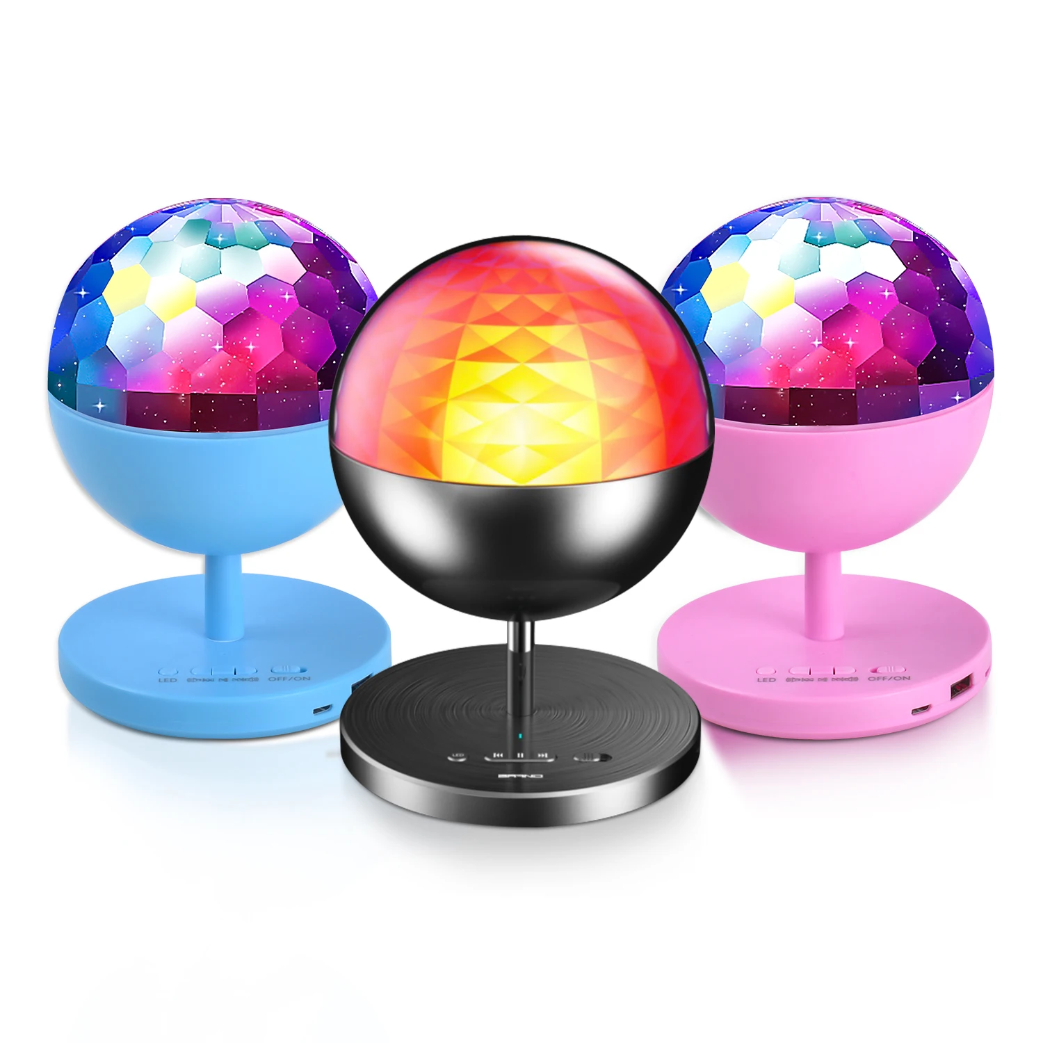 
6 Colors RGB 7 Modes Disco Ball Sound Activated Strobe Light Stage Light with Remote Control Disco Party Lights 