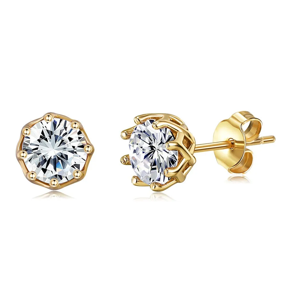 classic design 925 sterling silver 7mm zircon stud earrings
