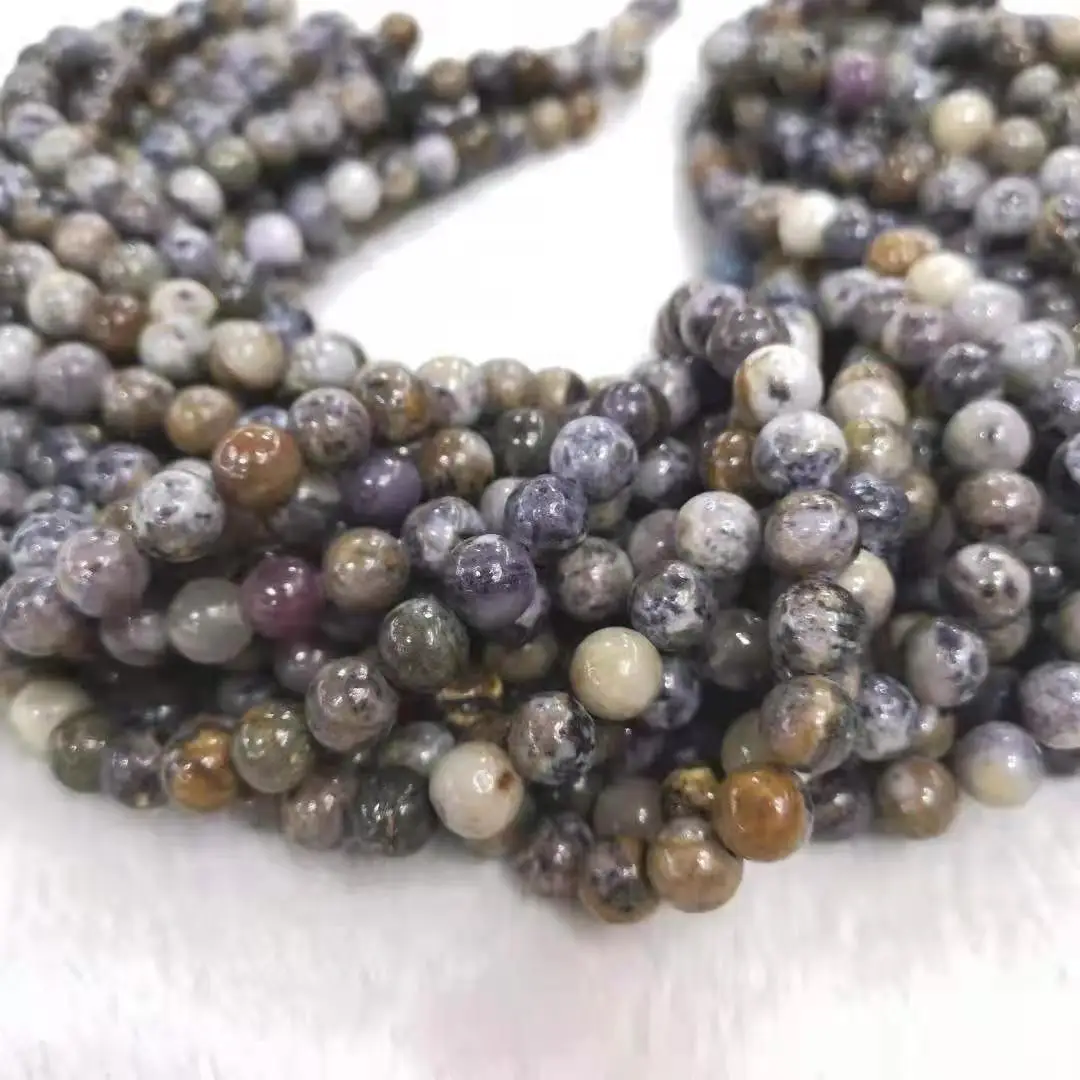 Natural Purple Dragon Jasper Energy Stone for Jewelry Making DIY  Healing Power Round Loose Bead