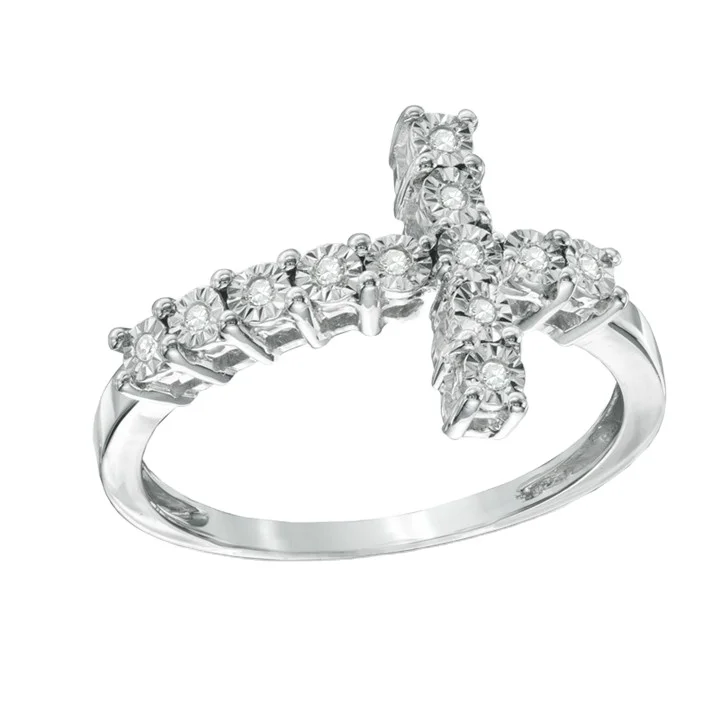 925 Sterling Silver Gemstone Stackable Religion Cross Ring