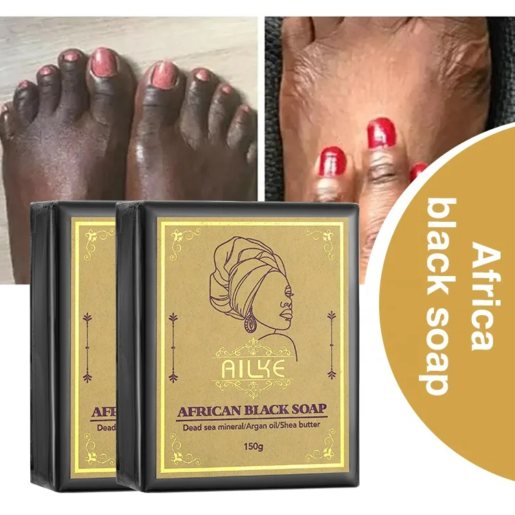 AILKE Natural Whitening Herbal Cleaning Handmade Soap Organic Charcoal African Black Soap