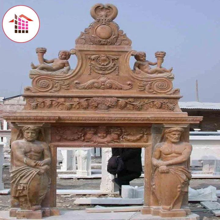 Decoration high larger stone marble fireplace mantel