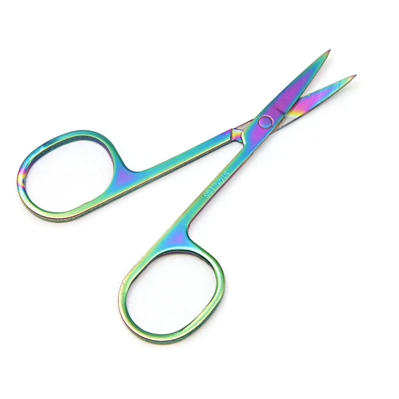 OEM Makeup Scissors Stainless Steel Curved Titanium Beauty Manicure Eyebrow Scissors