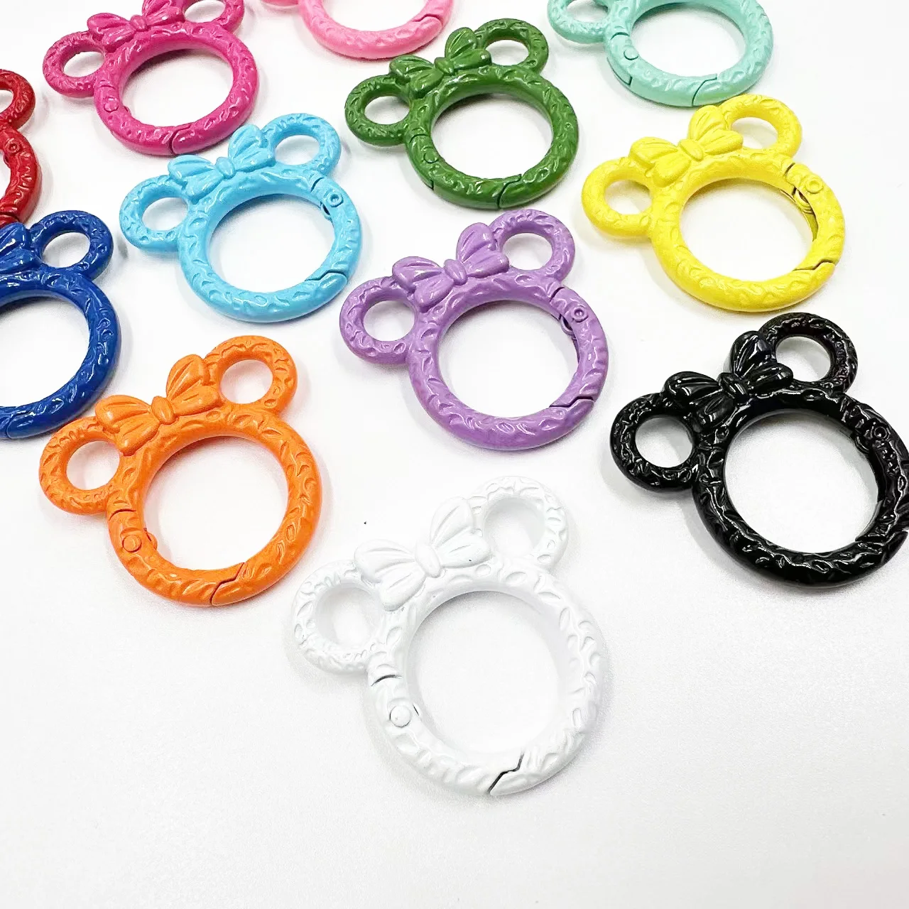 New Style Colorful Mickey stripe Spring Ring DIY Handmade Jewelry Keychain/Carabiner Promotional Keychains Carabiners