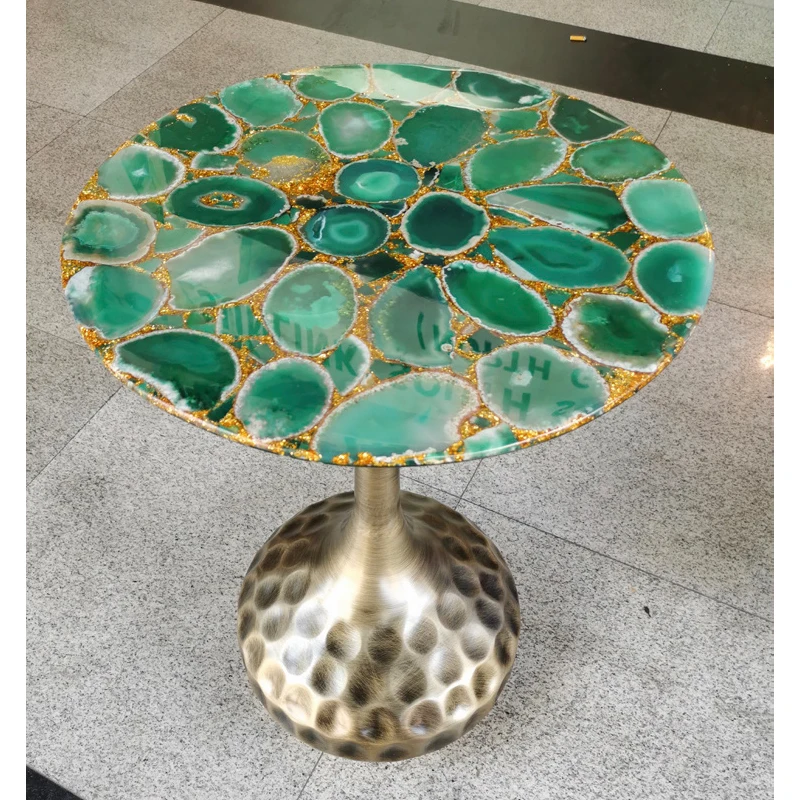
Simple design first class quality green agate stone top coffee table 