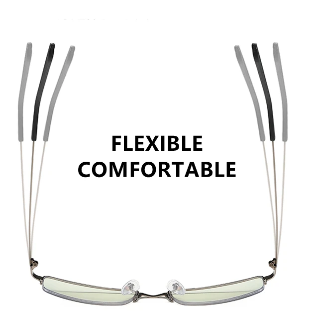 small rectangle black silver alloy half-rimless optical prescription monturas de gafas 2024 men computer glasses anti blue light