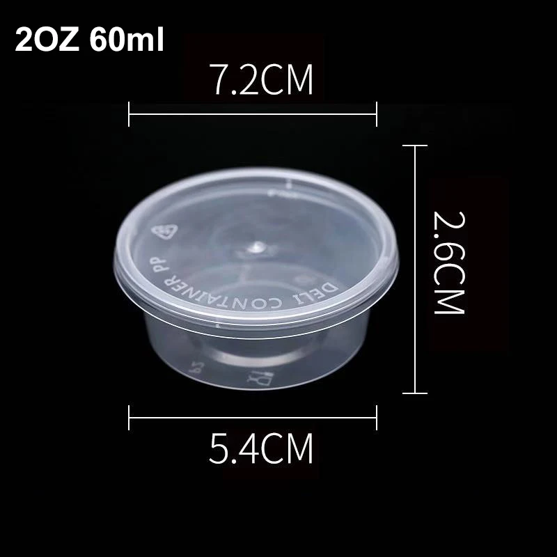 Customized disposable plastic transparent pp 1oz sauce cups with lid with hinged lid food grade 4OZ Sauce Plastic Cup