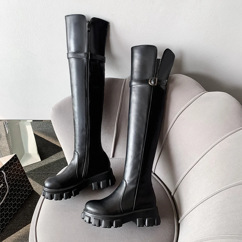 2021 Fall Winter New Black Long Boots High Heels Women Fashion Over Knee High Boots Female