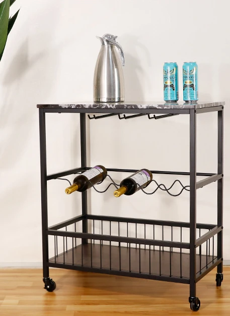 Multifunctional Drawers Storage Carts with Wine Rack