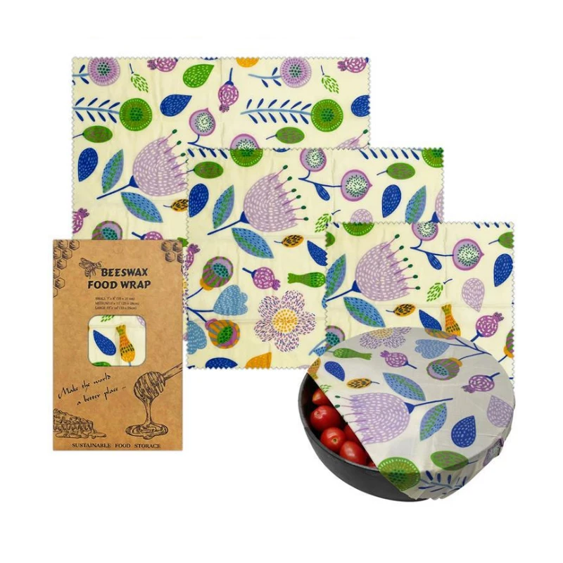 Stock pack of 3 Reusable beeswax food wrap Eco Friendly Sustainable Bees Wax Paper cover for Food to Keep Fresh Beeswax Wrap